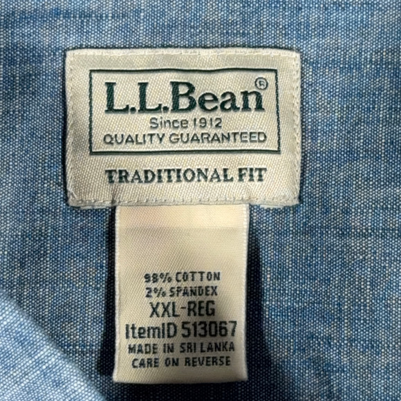 Vintage LL Bean Shirt Adult 2XL XXL Blue Chambray Traditional Fit Heritage Y2K - Picture 4 of 11